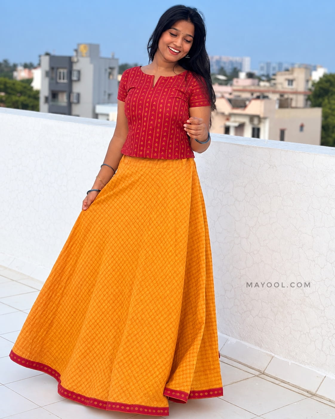 Desire Red Cotton Short Top & Skirt