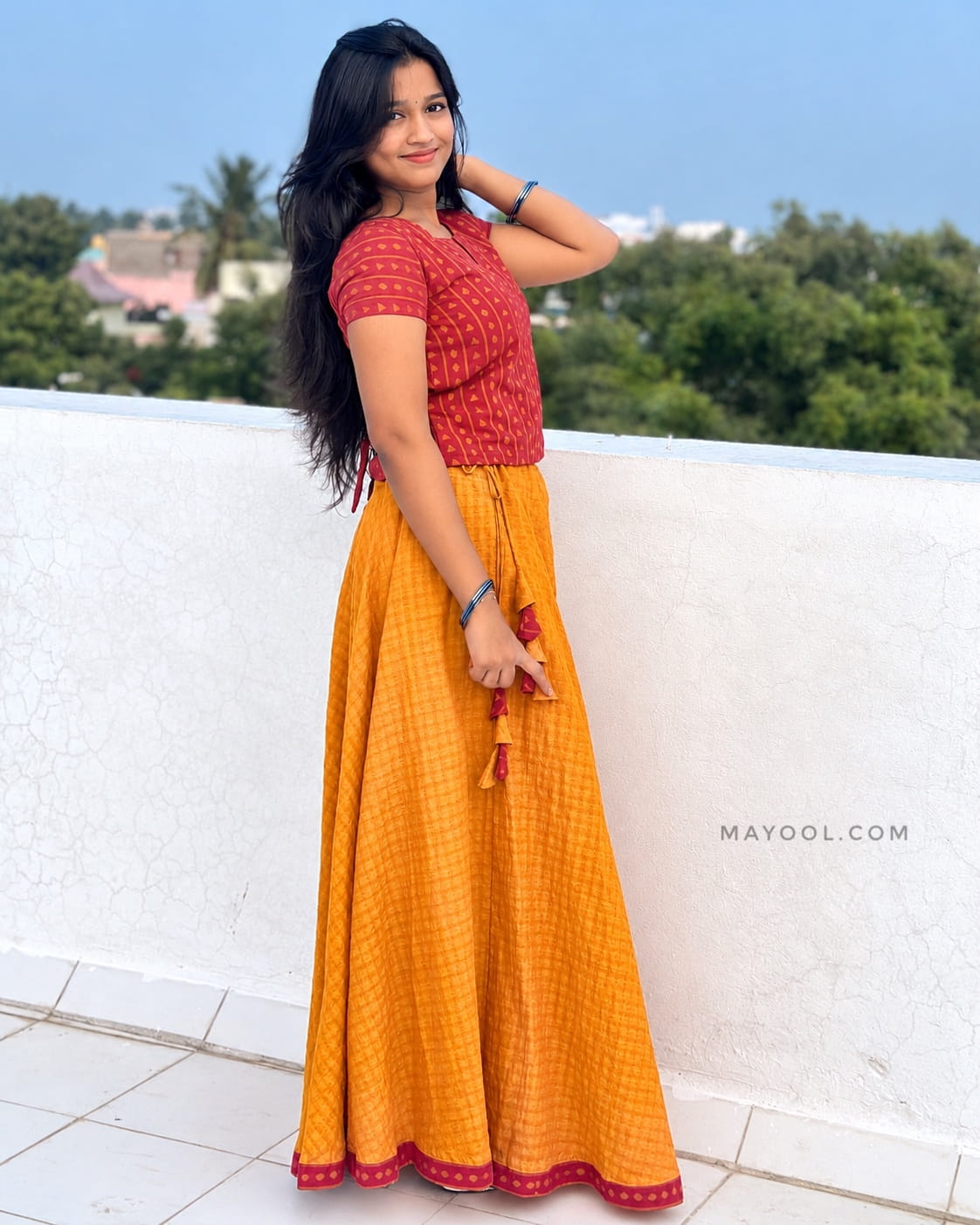 Desire Red Cotton Short Top & Skirt