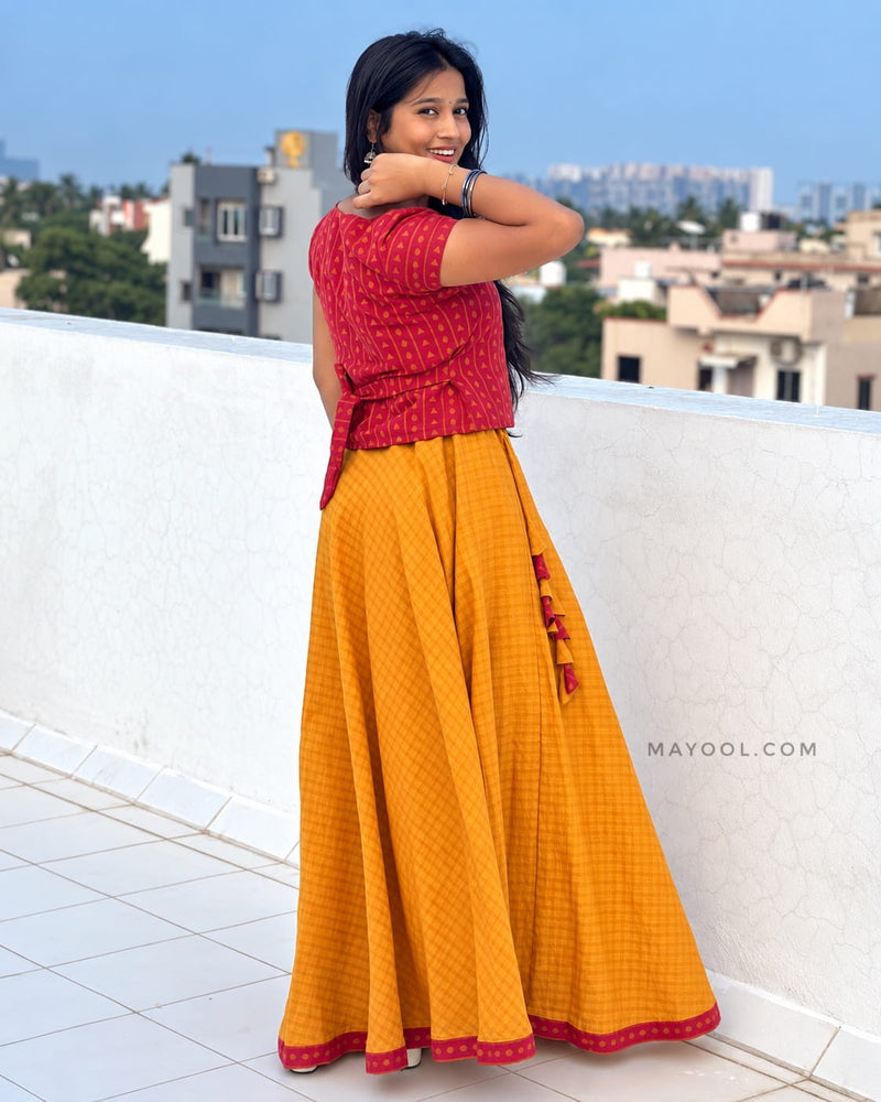 Desire Red Cotton Short Top & Skirt