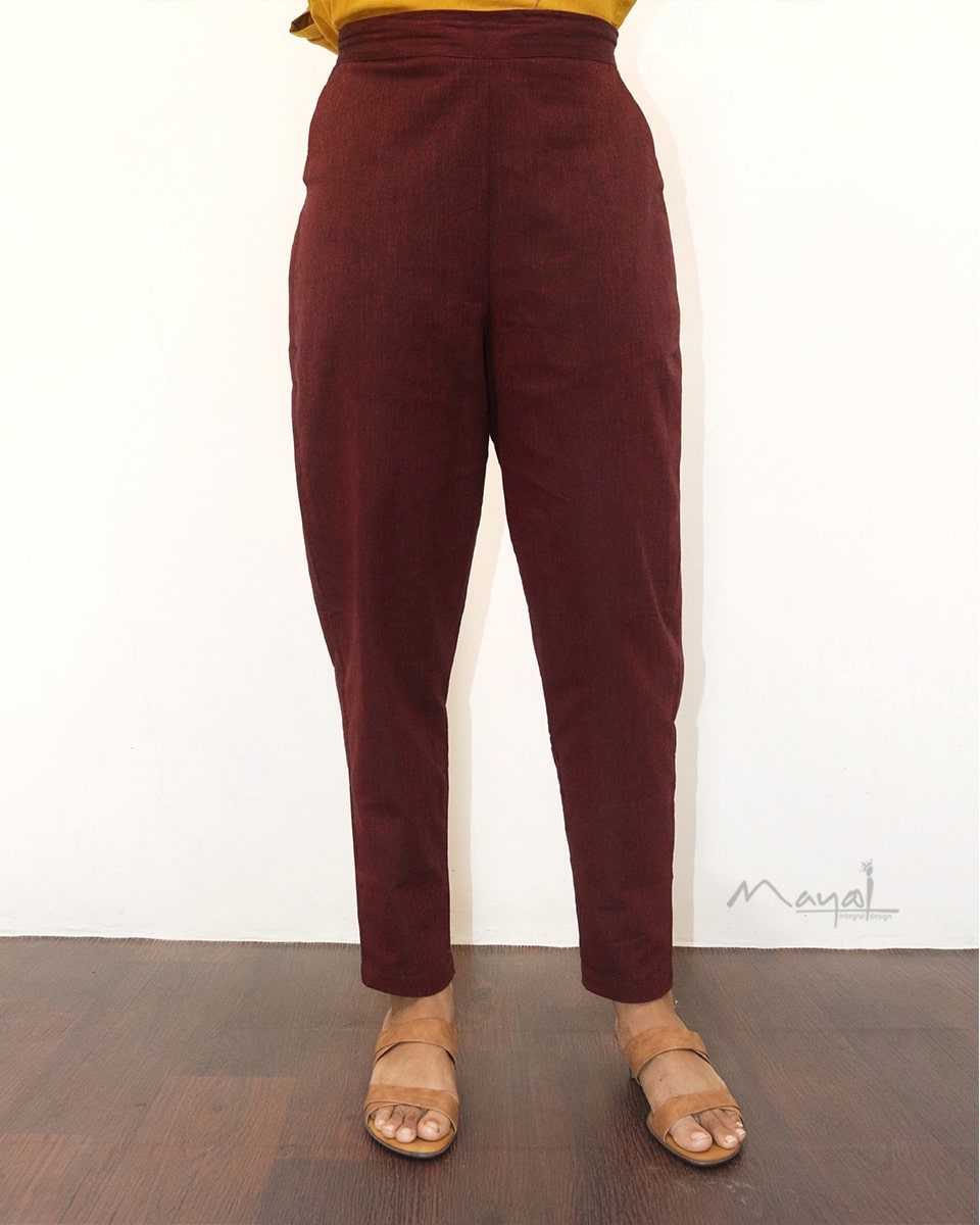 Maroon Cotton Formal Fit Pant