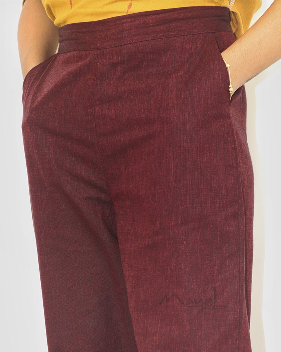 Maroon Cotton Formal Fit Pant