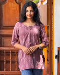 Dusky Pink Ikat Short Kurta