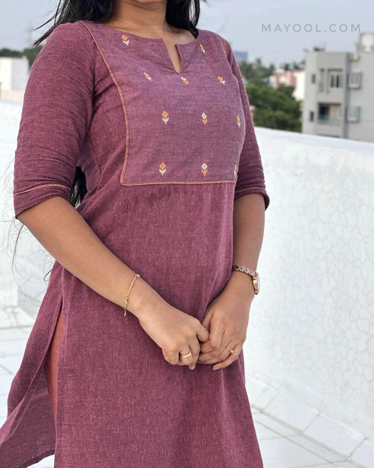 Dusty Purple Handwoven Cotton Kurta
