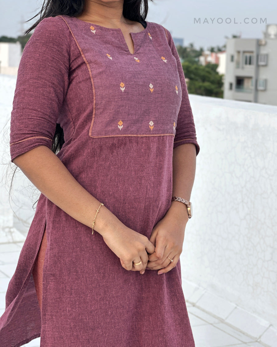 Dusty Purple Handwoven Cotton Kurta