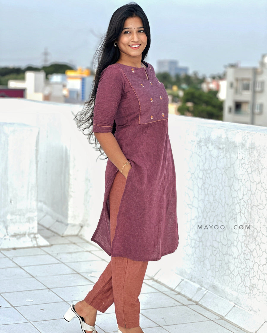 Dusty Purple Handwoven Cotton Kurta