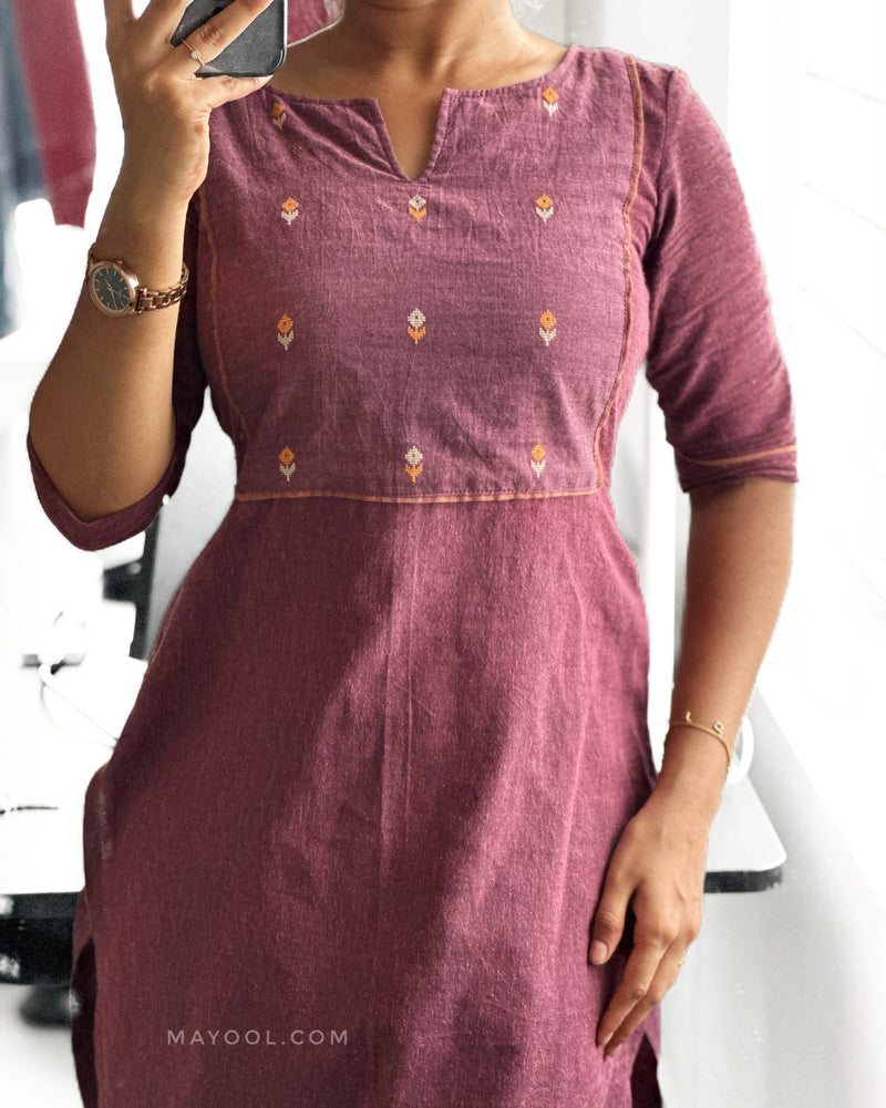 Dusty Purple Handwoven Cotton Kurta