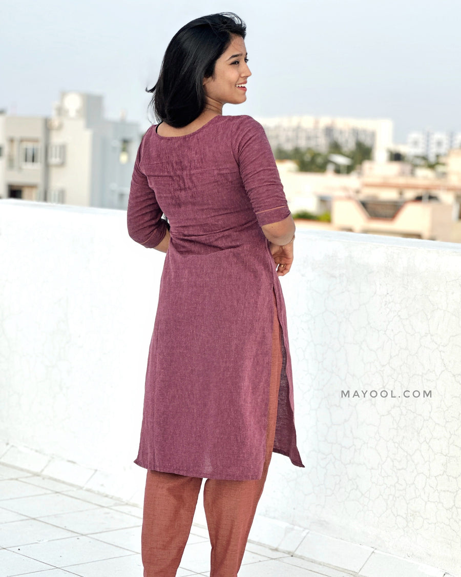 Dusty Purple Handwoven Cotton Kurta