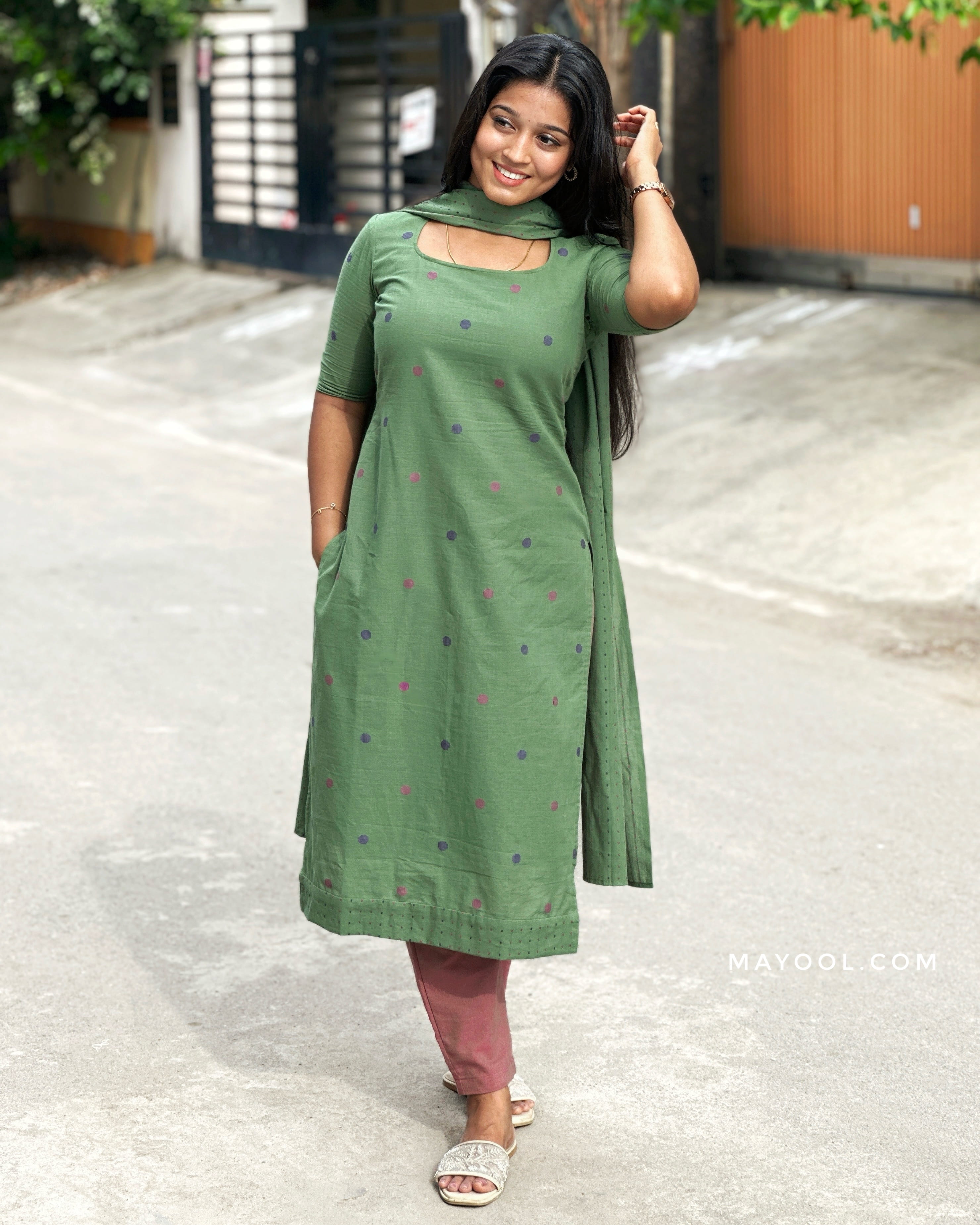 Ebony Green Cotton Kurta