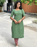 Ebony Green Cotton Kurta
