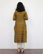 Dark Olive Ikat Kurta
