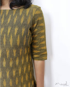 Dark Olive Ikat Kurta