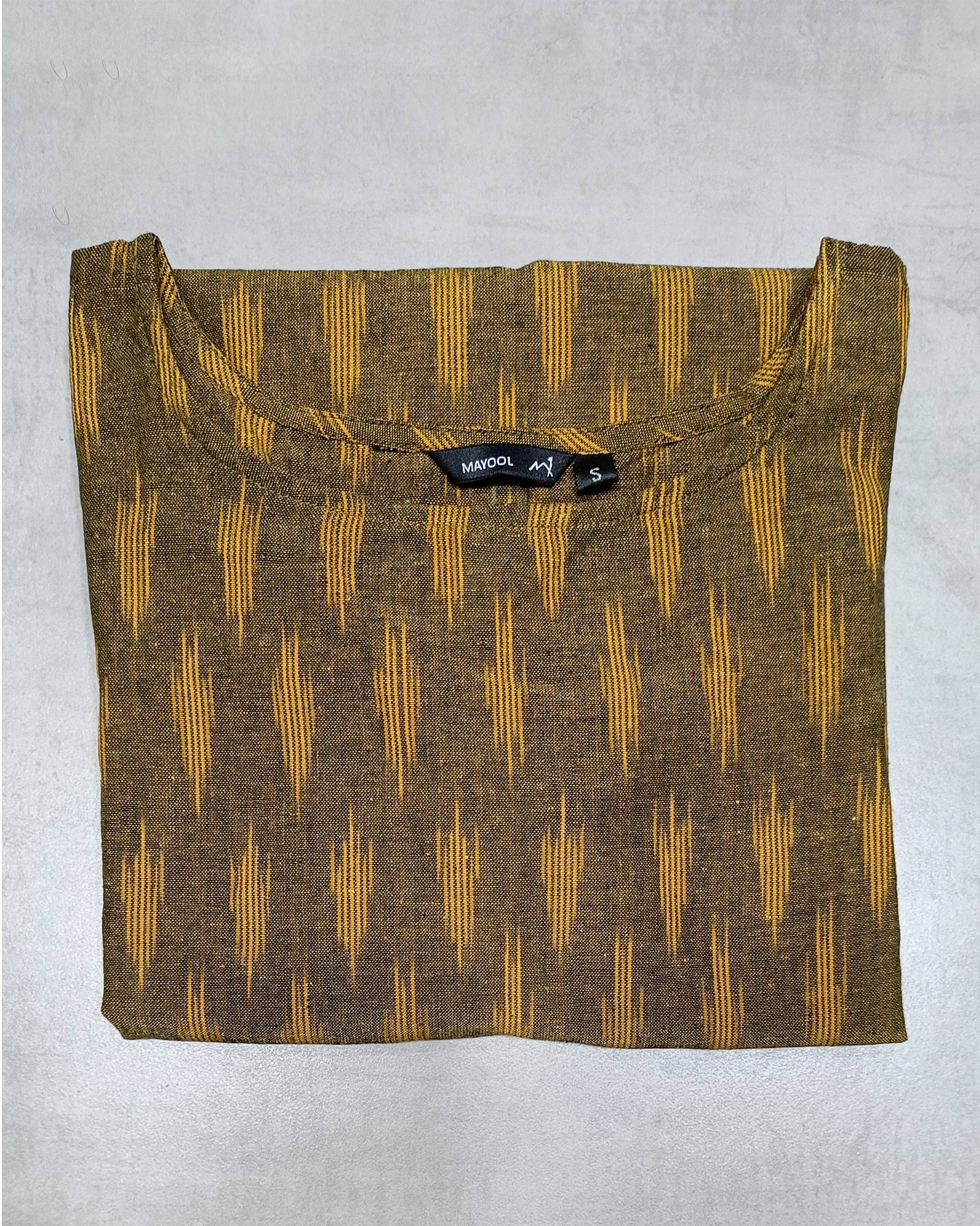 Dark Olive Ikat Kurta