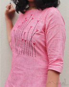 Reddish Pink Cotton Kurta