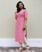 Reddish Pink Cotton Kurta