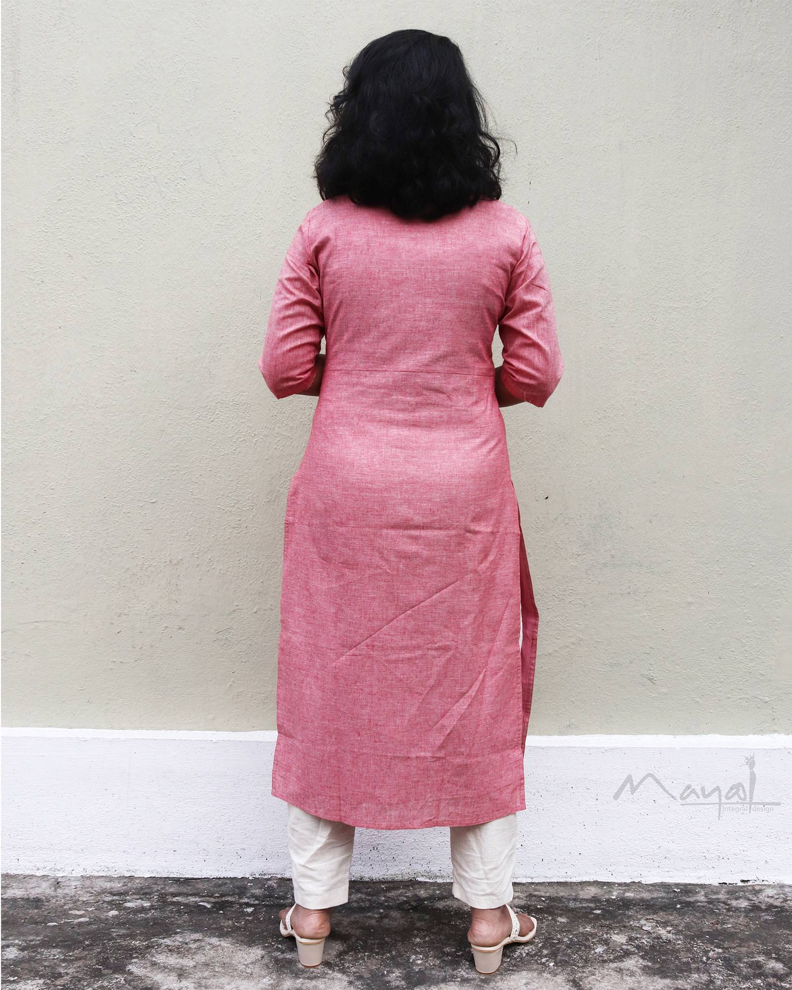 Reddish Pink Cotton Kurta