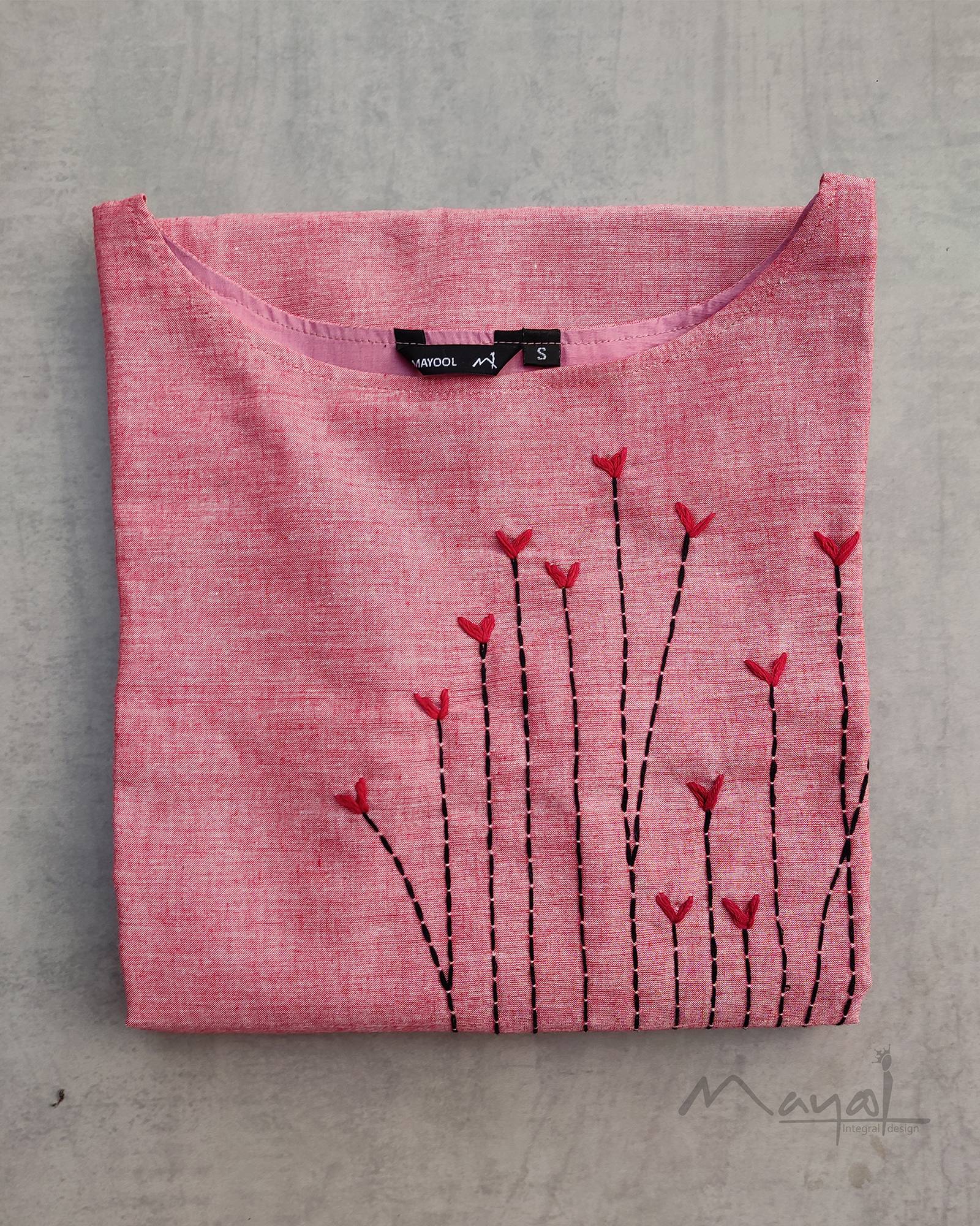 Reddish Pink Cotton Kurta