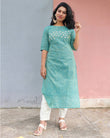 Turquoise Blue Cotton Kurta