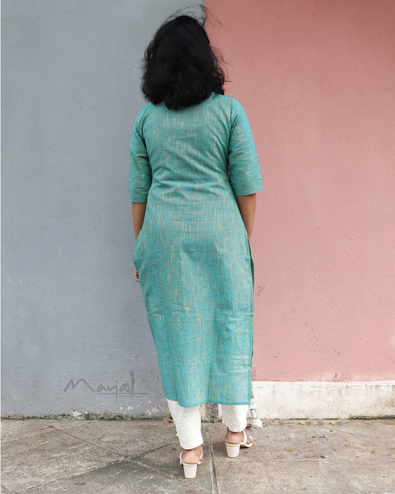 Turquoise Blue Cotton Kurta
