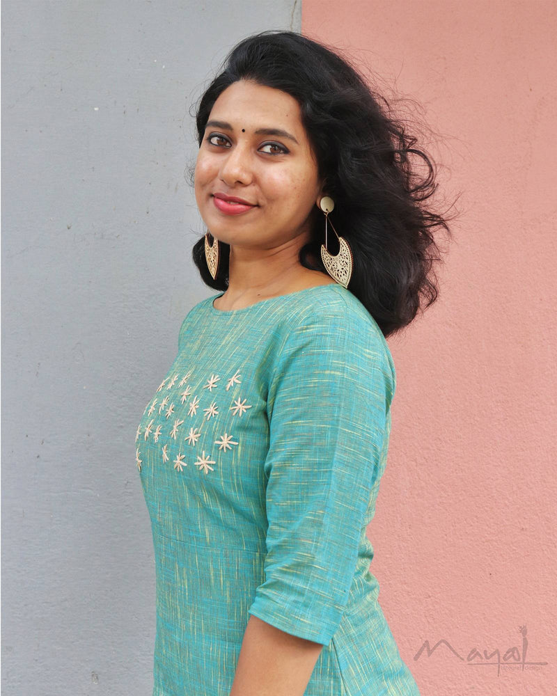 Turquoise Blue Cotton Kurta