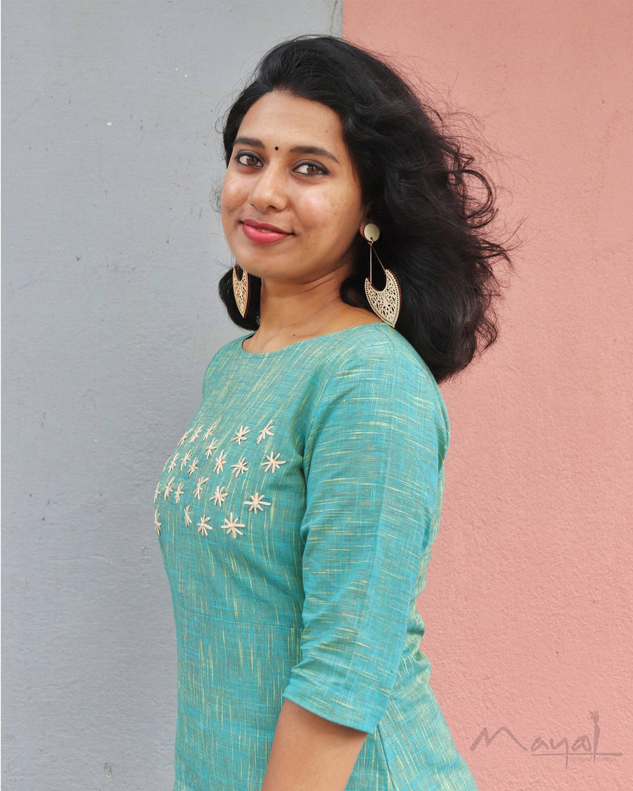 Turquoise Blue Cotton Kurta