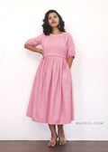 Flamingo Pink Maternity Cotton Dresses