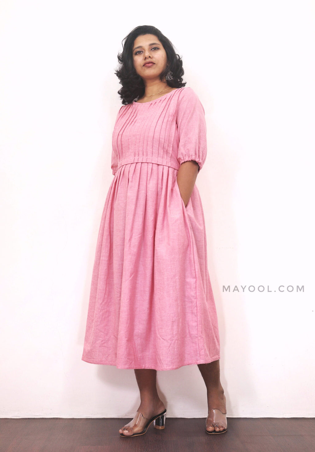 Flamingo Pink Maternity Cotton Dresses