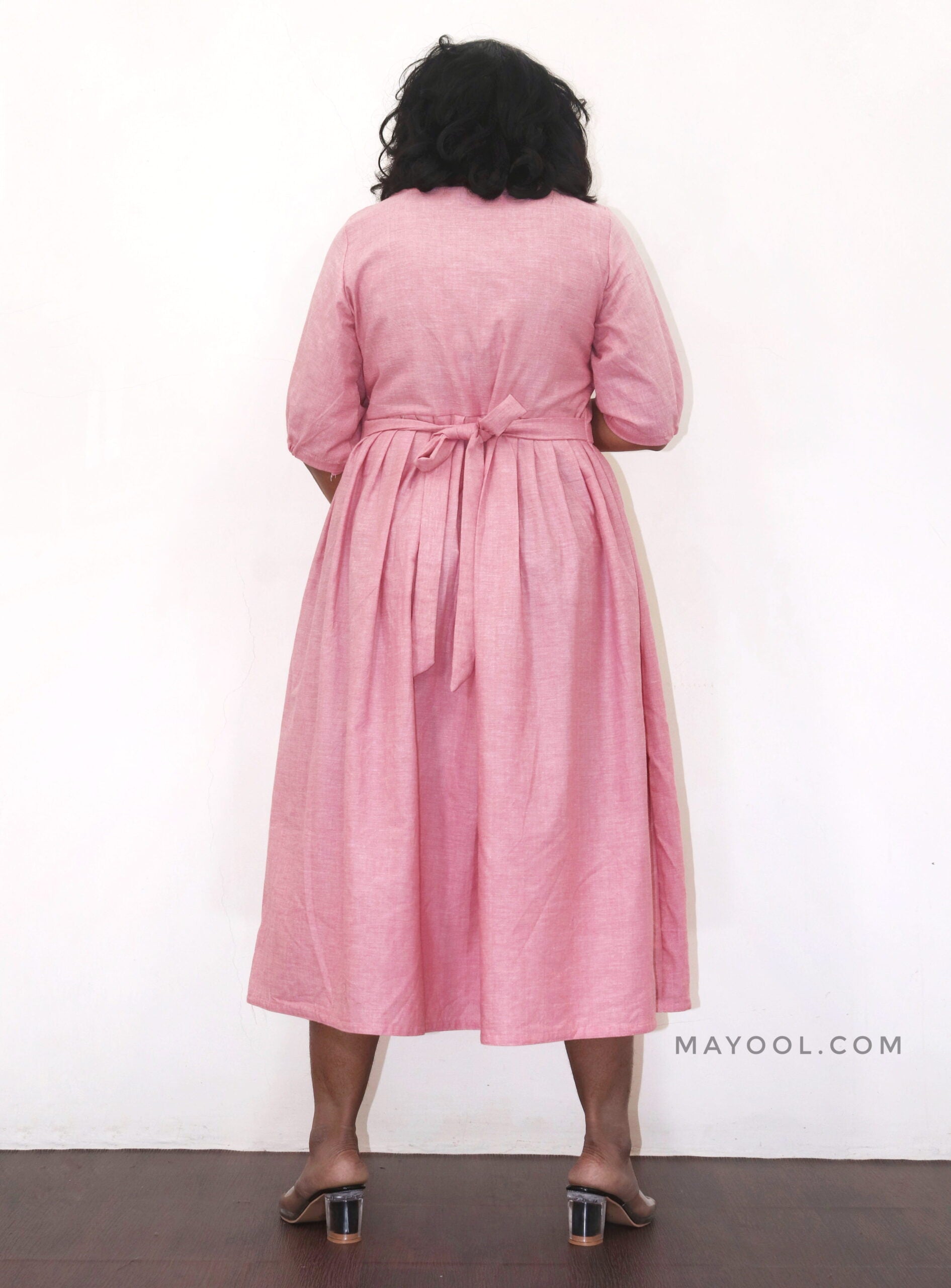 Flamingo Pink Maternity Cotton Dresses