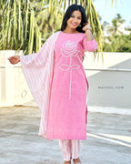 Flamingo Pink Thread Tale Cotton Kurta