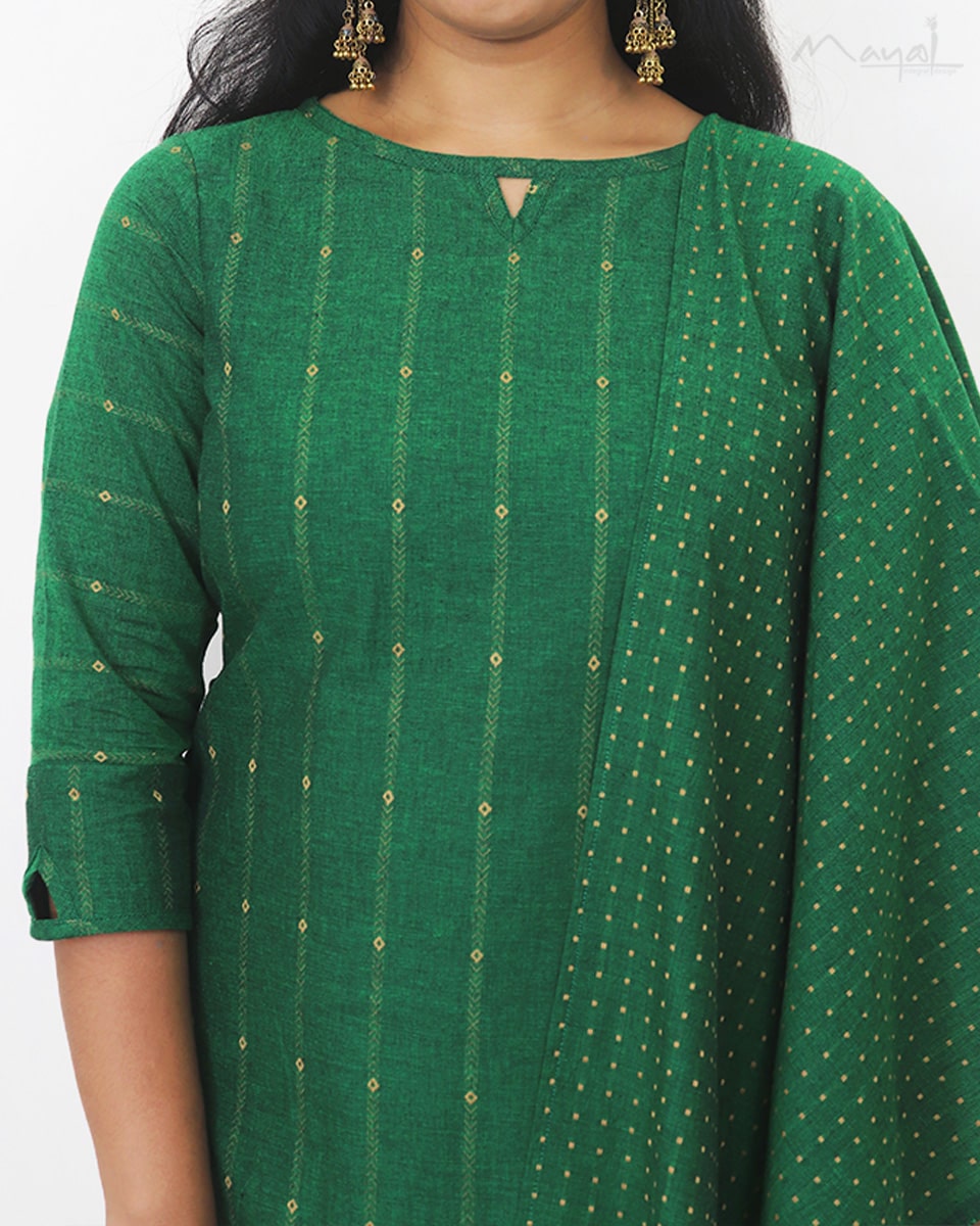 Forest Green Handloom Cotton Kurta