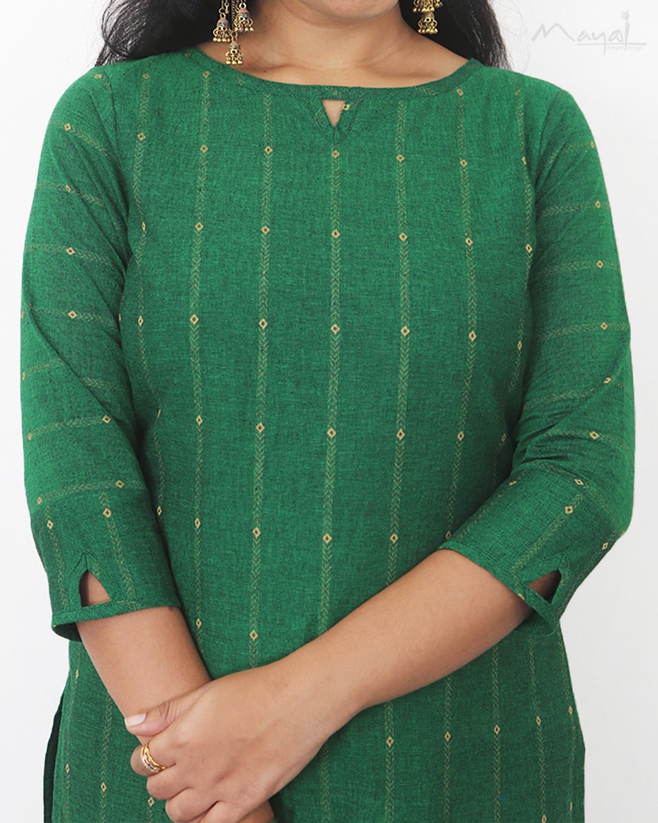 Forest Green Handloom Cotton Kurta