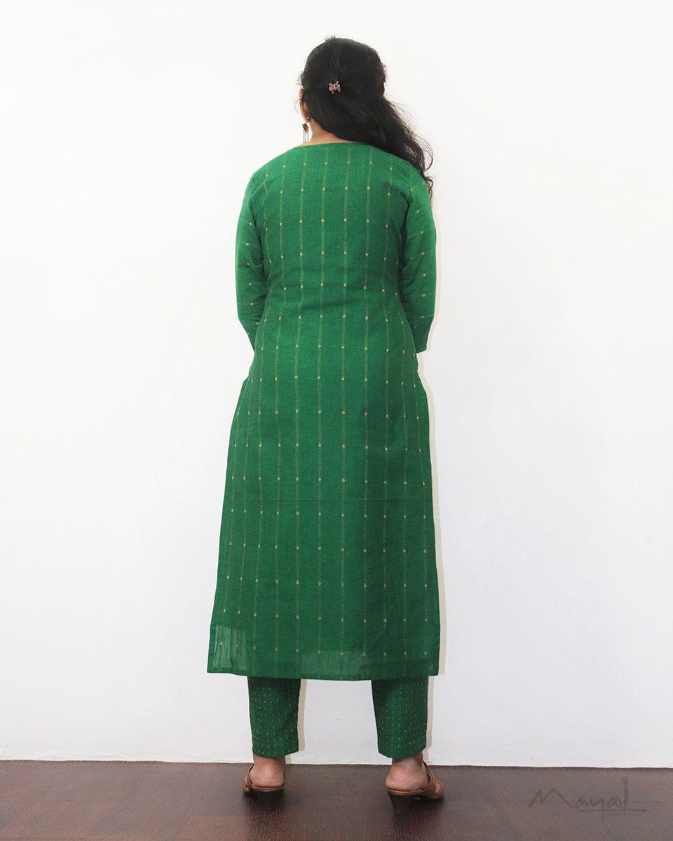 Forest Green Handloom Cotton Kurta