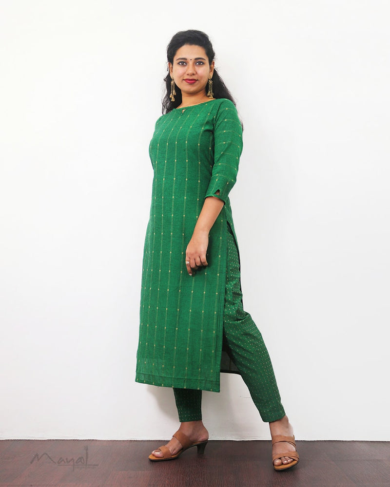 Forest Green Handloom Cotton Kurta