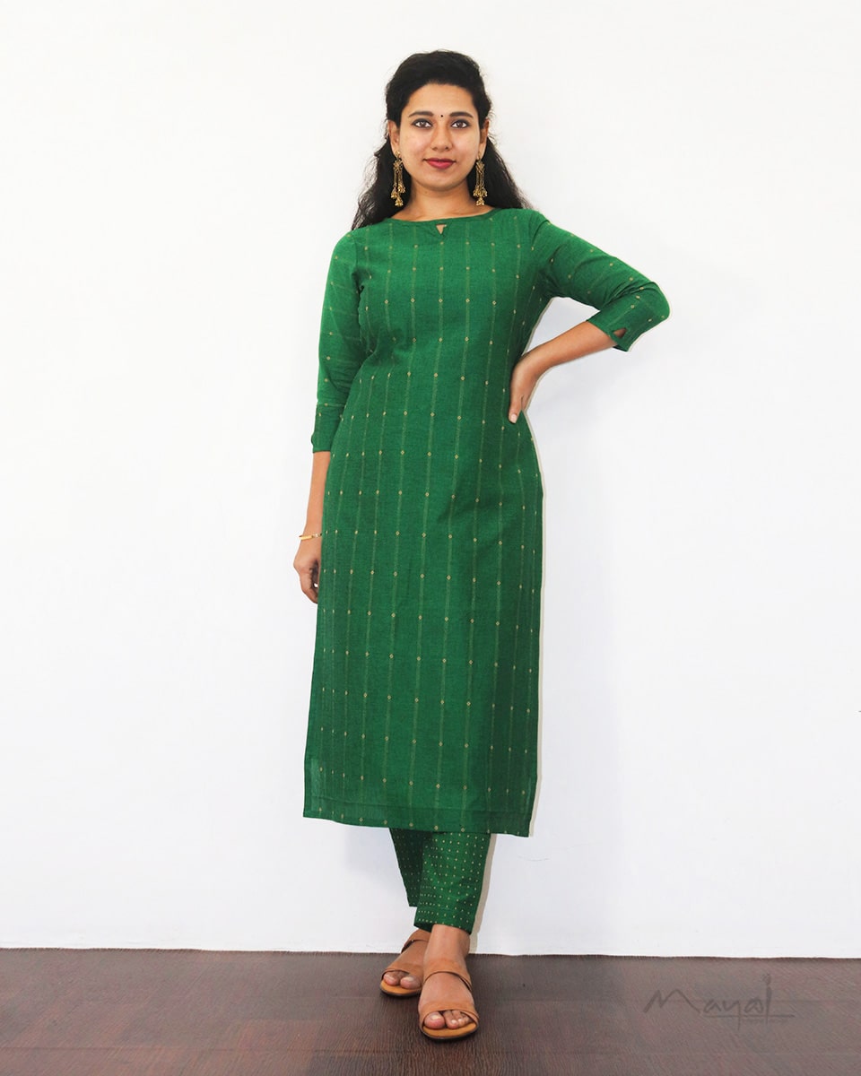 Forest Green Handloom Cotton Kurta