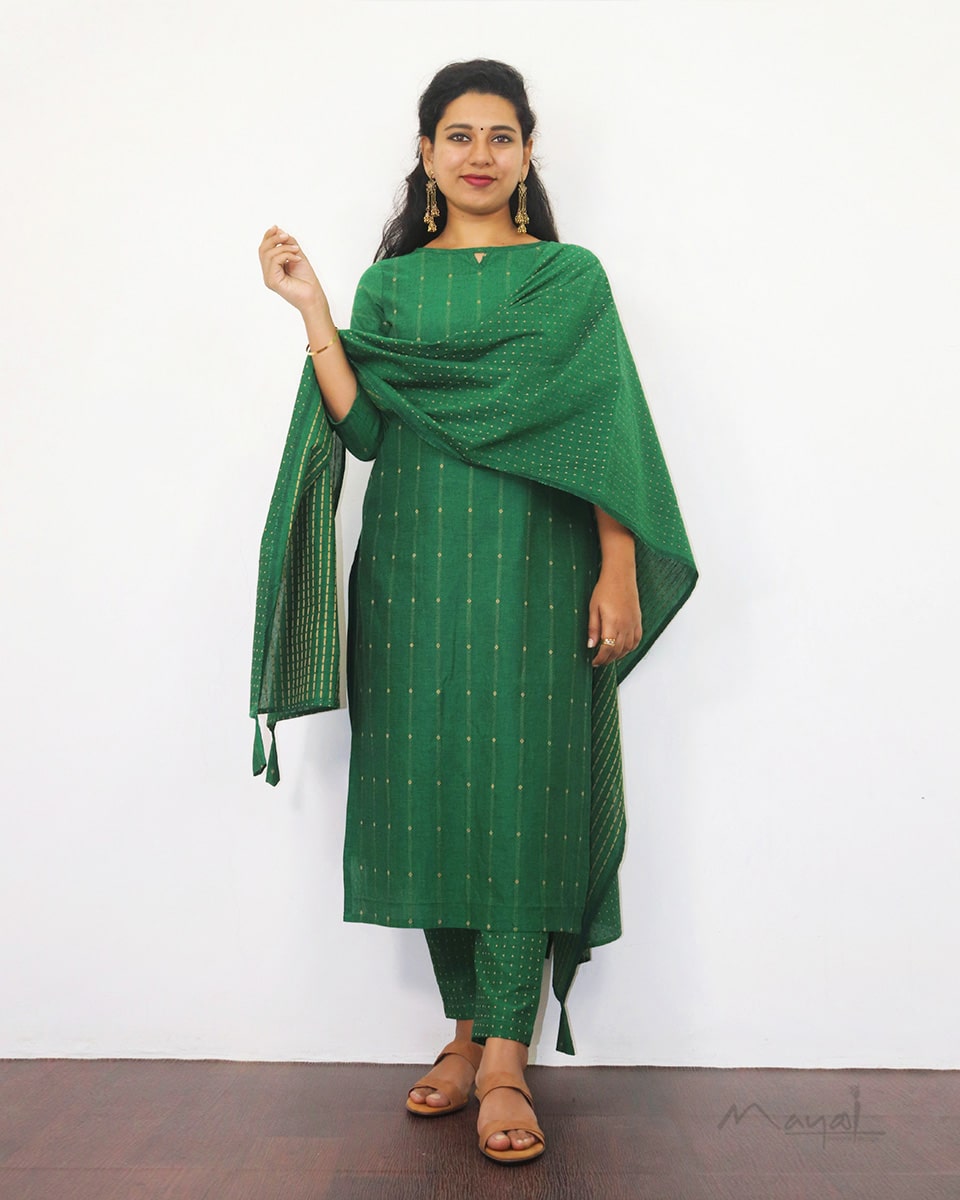 Forest Green Handloom Cotton Kurta