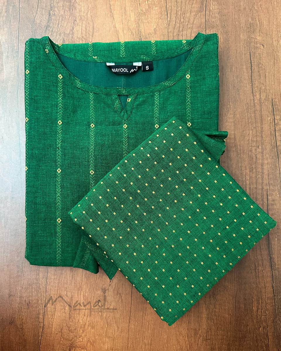 Forest Green Handloom Cotton Kurta