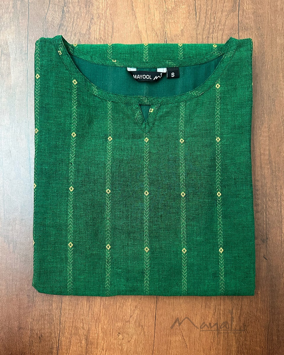 Forest Green Handloom Cotton Kurta