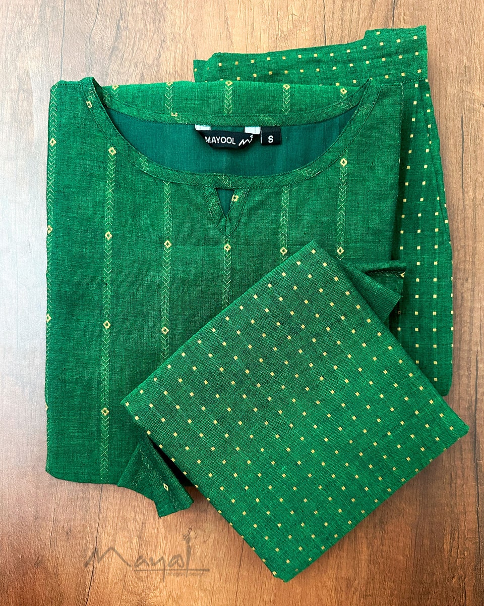 Forest Green Handloom Cotton Kurta