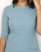 Frost Blue Self Design Cotton Kurta