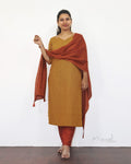Mustard Yellow Jacquard Cotton Kurta