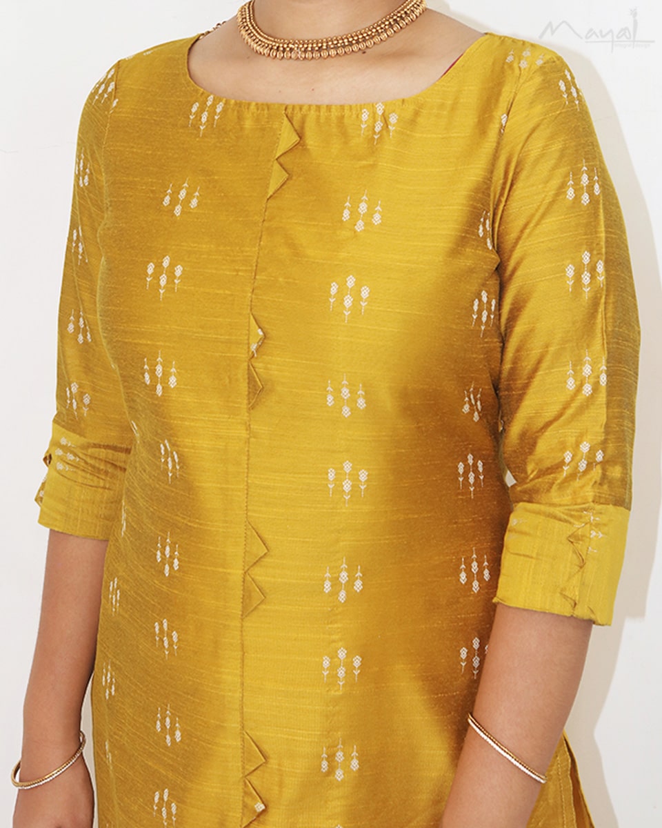 Golden Yellow Silk Cotton Kurta