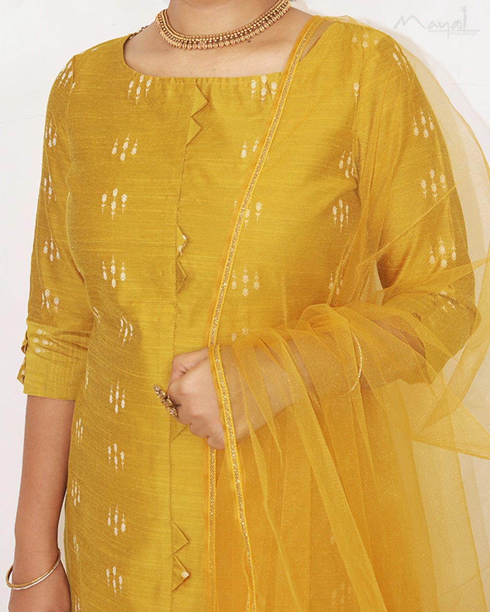 Golden Yellow Silk Cotton Kurta