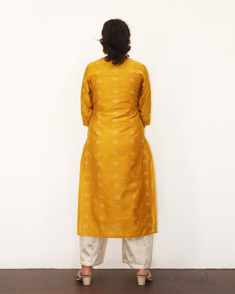 Golden Yellow Silk Cotton Kurta