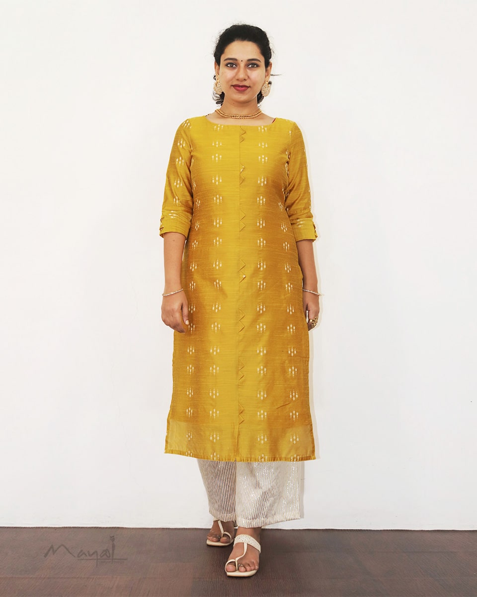 Golden Yellow Silk Cotton Kurta