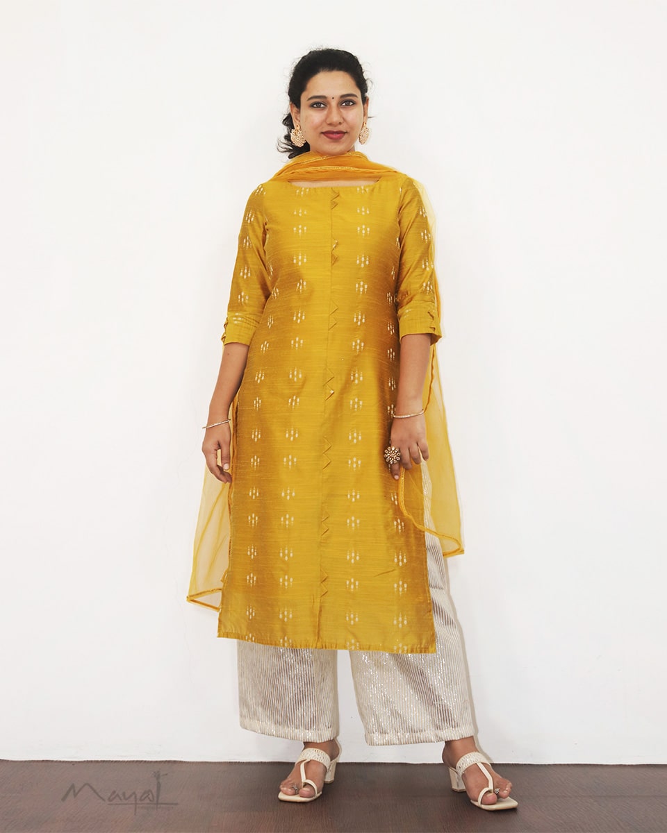Golden Yellow Silk Cotton Kurta