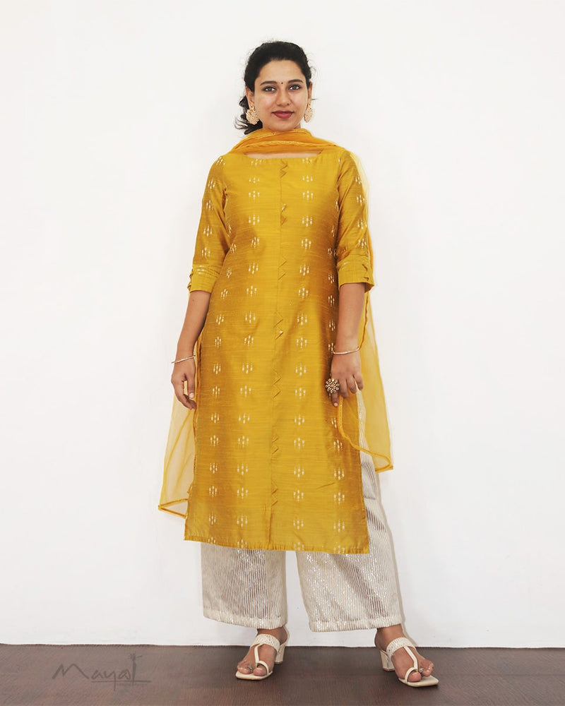 Golden Yellow Silk Cotton Kurta