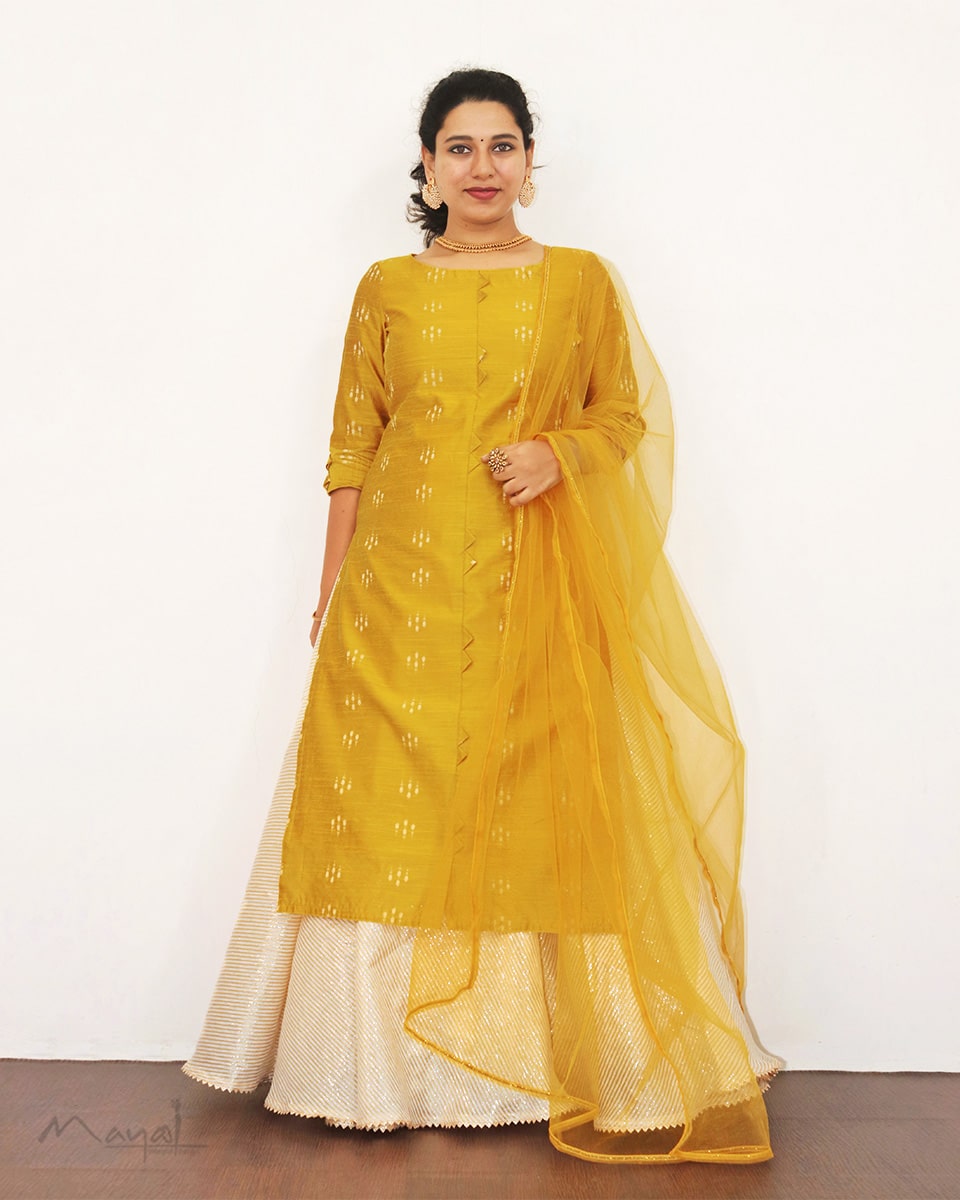 Golden Yellow Silk Cotton Kurta