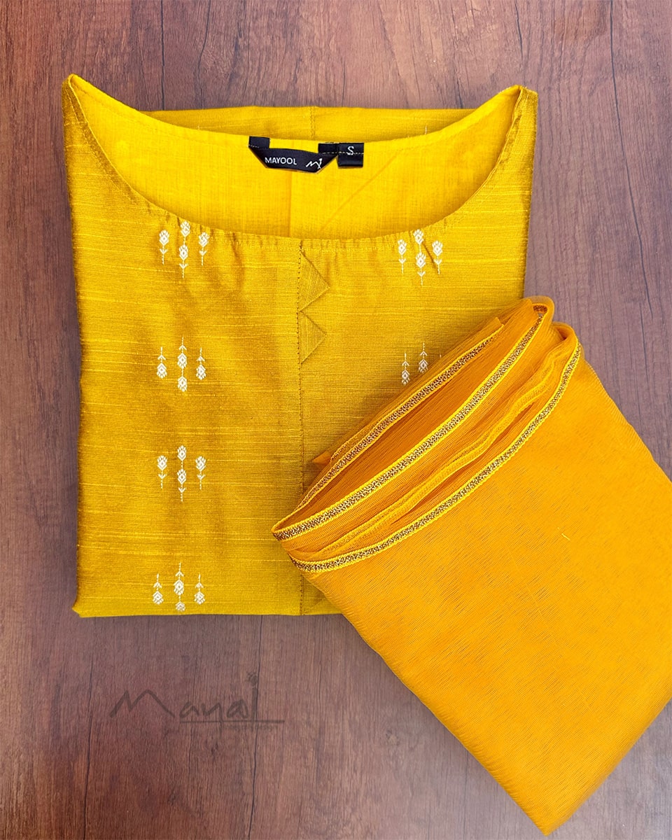 Golden Yellow Silk Cotton Kurta