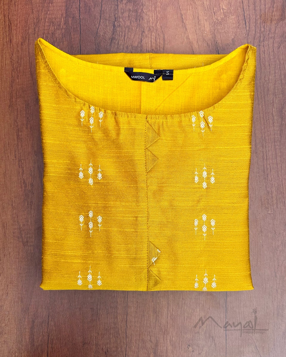 Golden Yellow Silk Cotton Kurta