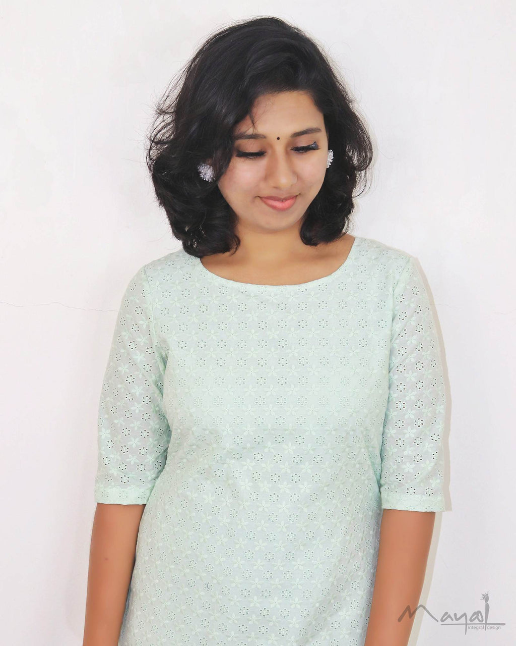 Pista Green Cotton Hakoba Kurta