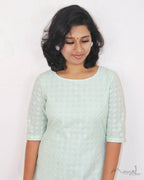 Pista Green Cotton Hakoba Kurta
